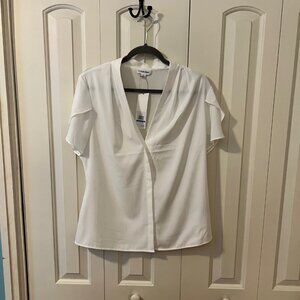 Cream Calvin Klein Pullover Blouse Size XL NWT